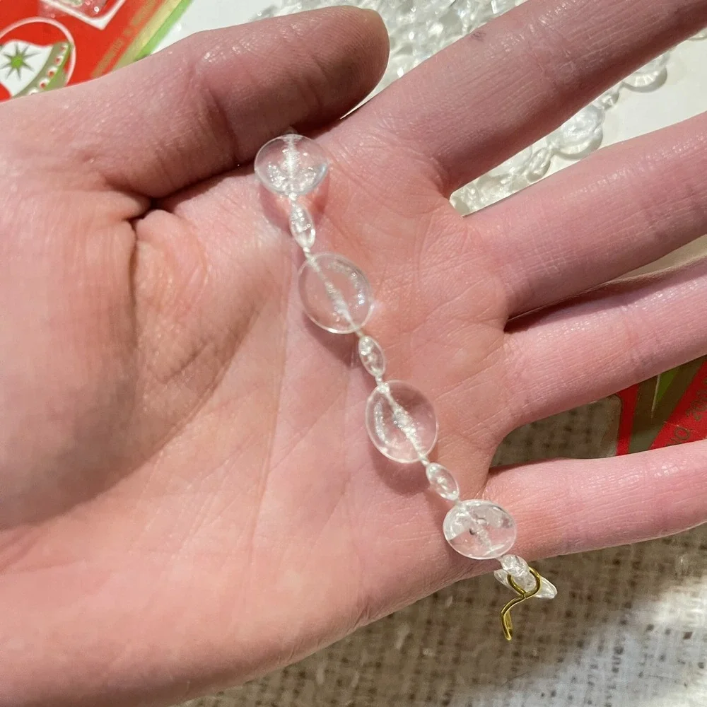 Vtg Strand Crystal Christmas Beaded Bead‎ Chain Garland 27 Feet Set of 3 NEW